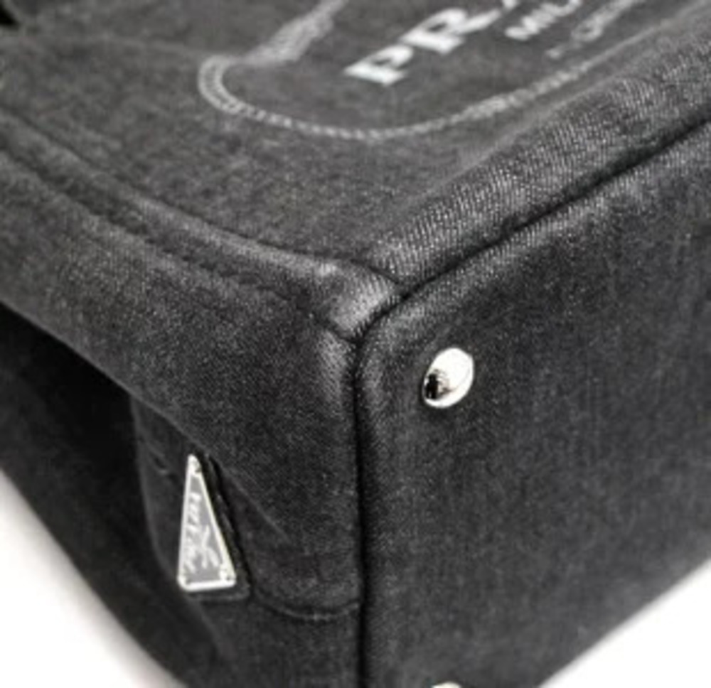 Prada Black Denim Bag Canapa Tote - Picture 7 of 7